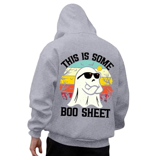 Mens Halloween Ghost Hoodies Half Zip Spooky Season Oversize Hoodie Sweatshirts 2025 Funny Graphic Fall Pullover