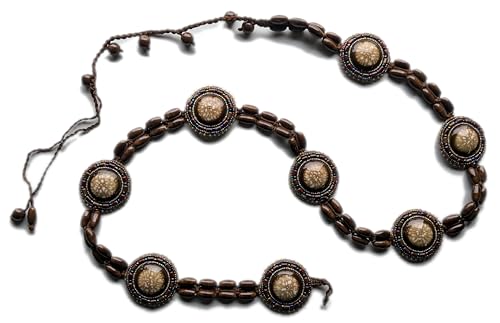 Ceinture artisanale pierre marron porcelaine perles de verre femme