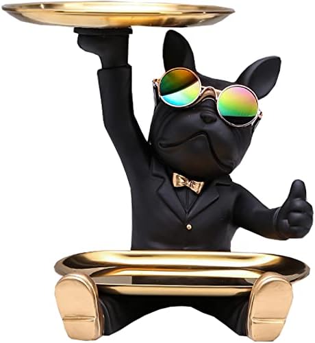 GTWBWRGY French Bulldog Sculpture Statue Table Decoration,Black