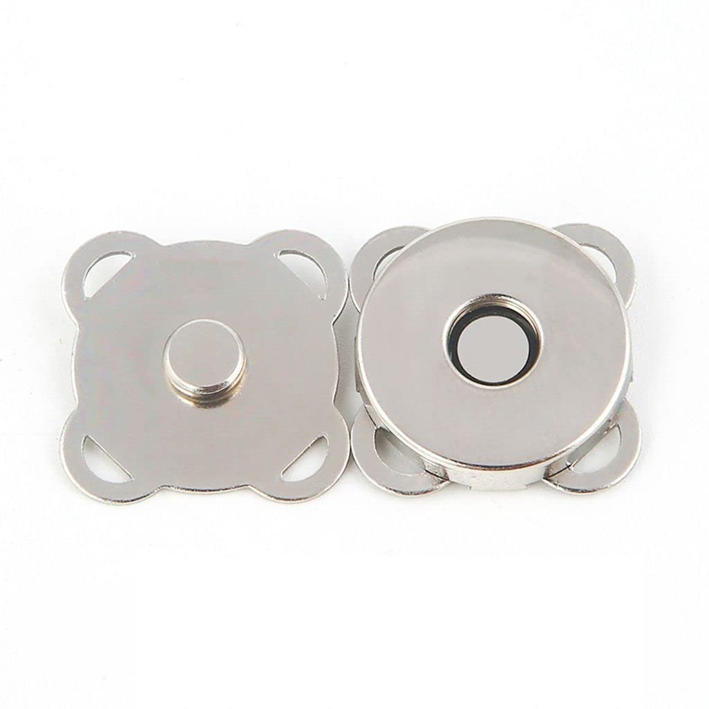 Metal Magnetic Snap Buttons, 10 mm 14 mm 18 mm Magnetic Snap Closures for Purses Handbags Clothes Sewing DIY Craft(14mm-10 Set/lot,Silver)