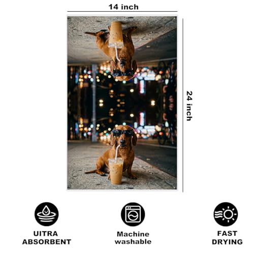 Image of Hanamiya Na Funny Dachshund Kitchen Towels 24x14 Inch, Dachshund Gifts Reusable Dish Towels for Kitchen Bathroom Decor, Waffle Weave Absorbent Tea Towel, Weiner Dog Gifts for Women Mom Friend