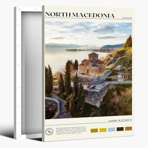 JYscillate North Macedonia Lake Ohrid Church Wall Art Natural poster