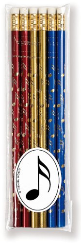 Crayons à papier avec gomme - Thème Note de musique - Lot de 6 - Cadeau musique Cover