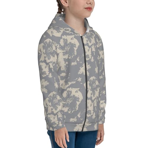 Floral Brush Strokes Kids Pullover Hoodies Boys Zip Up Sweatshirts Girls Athletic Clothes with Pocket4