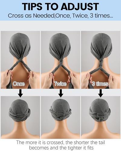 Image of Ababalaya Upgraded Satin Lined Halo Turban Durag for Men &Women Sleeping Bonnet PRE-Tied Headwraps for Hair Loss