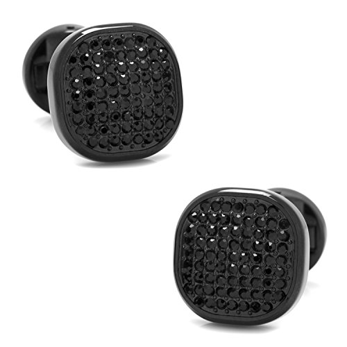 Ox & Bull Trading Company Black Stainless Steel Black Pave Crystal Cufflinks #TOP5