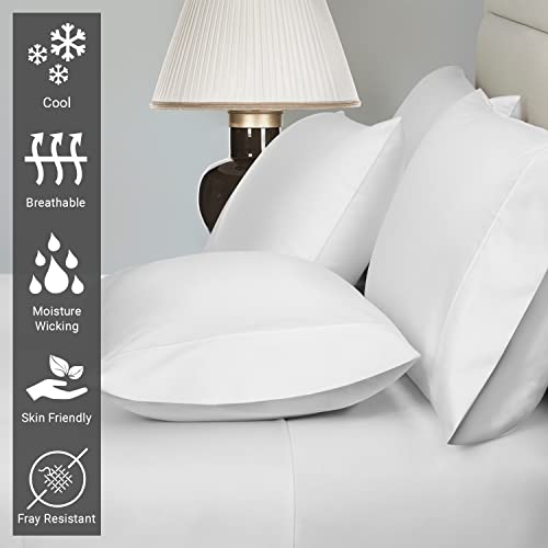 Pizuna 400 Thread Count White 6 Piece Sheets Queen Size Bed Set With 4 Pillow Cases, 100% Long Staple Cotton Hotel Luxury Bedding Sheets And Pillow Cases, Value Pack 6 Piece Queen Bed Sheets Set #TOP1