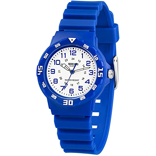 Armbanduhr für Kinder, Analog Quartz Uhr Zeitlehre Jungen Mädchen Uhr Soft Band Lernzeit Armbanduhr Wasserdicht Outdoor Sports Uhren Cover