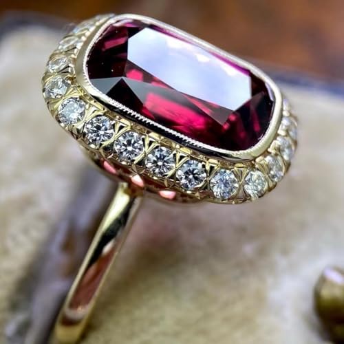Red zircon gold-plated ring for women's wedding diamond rings