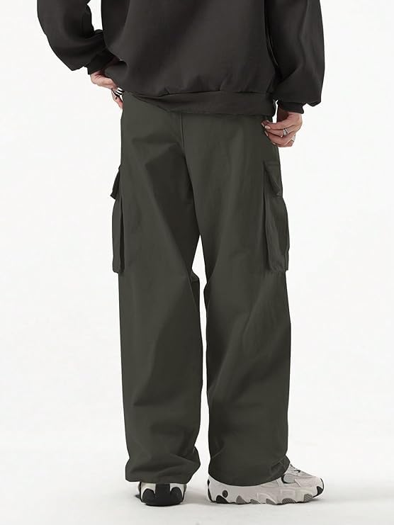 Image of GRECIILOOKS Men's Cargo Pants | 6 Pocket Cotton Cargo Joggers for Men | Loose Fit Stylish Pant with Pockets | Casual Baggy Trousers & Streetwear Lower