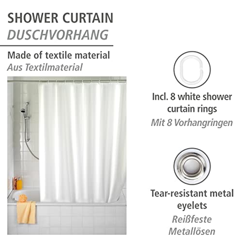 WENKO Shower curtain single-colour White - high-quality textile fabric, washable, Polyester, 120 x 200 cm, White - Image 2