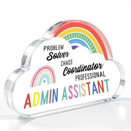 Administrative Assistant Rainbow Acrylic Decor Gifts Office Decor, Admin Gifts for Colleage Women Men, Administrative Assistant Appreciation Thank You Gifts Decorative Signs Plaques