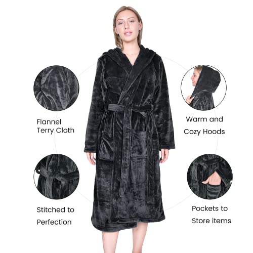Image of Artfasion Womens Long Fleece Robe - Warm Soft Floor Length Flannel Bathrobes for Winter Thicker Long House Coat with Pockets