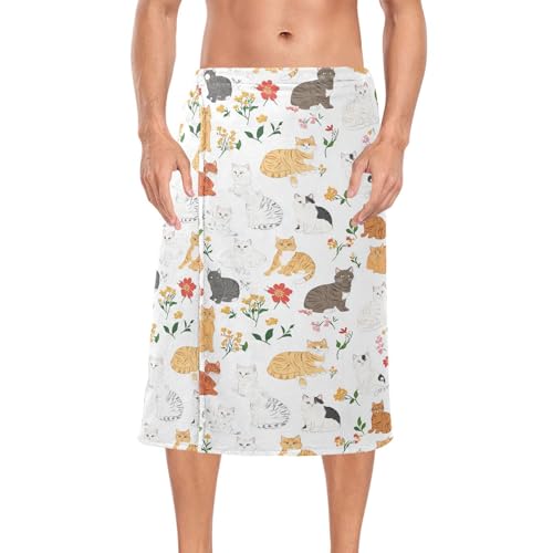 KLL American Curl Cats White Bath Wrap 60"x28" Terry Cloth