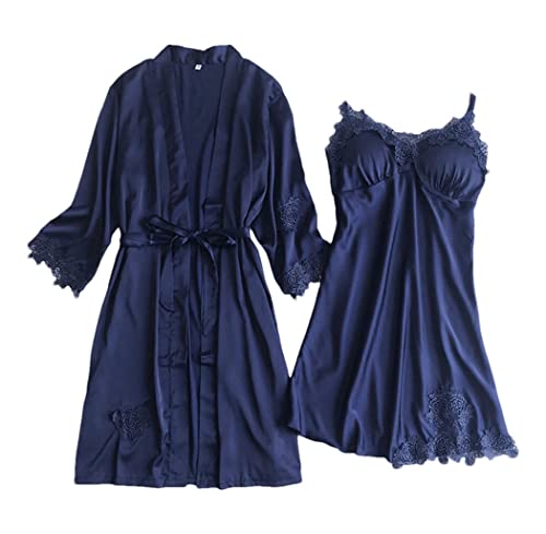 Ensemble de chemise de nuit en dentelle col en V pour femme coloris gris