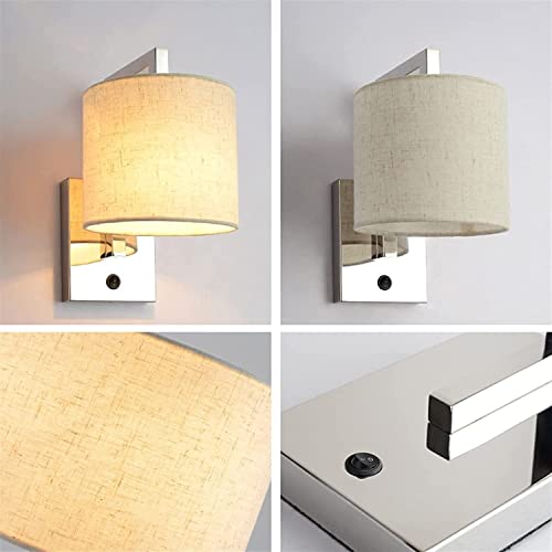 Apliques de pared para salón con interruptor y pantalla textil WQHPLMD 3