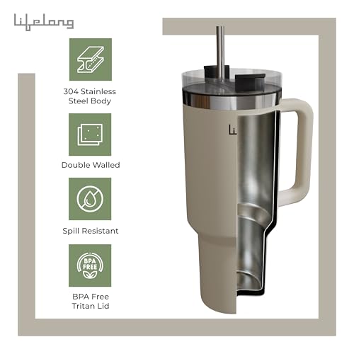 Image of Lifelong Double-Walled Vacuum Insulated Tumbler with Unbreakable Lid & Straw 1200ml | Keeps Drinks Hot for 8 Hours & Cold for 12 Hours | Durable Stainless Steel Tumbler with Comfort-Grip