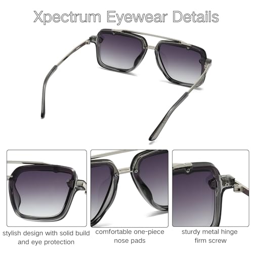 Image of Xpectrum Retro Square Aviator Sunglasses for Men Women Vintage 70s Disco Gangster Style Rectangle Glasses