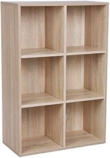 VASAGLE LBC203H Bookcase with 6 Compartments Wooden Shelving Hallway Shelving Unit 65.5 x 97.5 x 30 cm (W x H x D) Oak Effect
