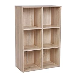 VASAGLE Bibliothèque, Étagère à 6 Compartiments, Meuble de Rangement Livres, Cloison Séparateur, Présentoir, pour Salon, Chambre, Bureau, Chambre d’Enfant, Couleur Boisée LBC203H - Les Beatles, Paul McCartney, John Lennon, RIngo Starr, George Harrison