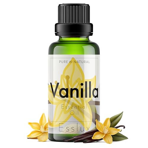 Image of Esslux Vanilla Essential Oil - 100% Pure Natural Vanilla Oleoresin for Diffuser & Skin | Long-Lasting Vanilla Aroma for Relaxation & Sweet Scent | Therapeutic Grade Oil for Soap Making & DIY - 30 ML