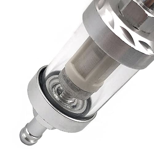 Fainwan 2Pcs 5/16 Inch 9747 Inline Fuel Filter With Clear View Glass And Chrome Hose Barb #TOP5