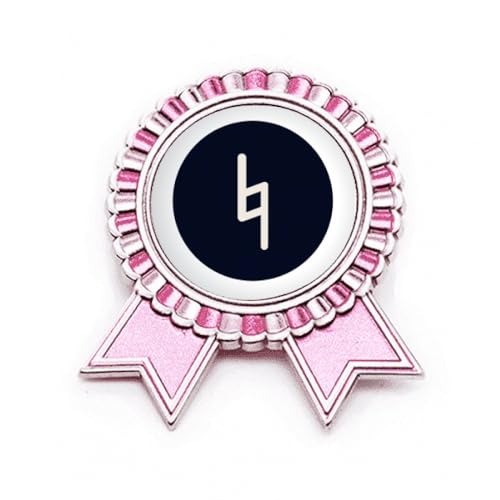Badge de musique blanc et broche rose en métal format M comme médaille de récompense