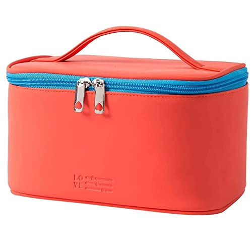 Medium Makeup Bag Portable Travel Cosmetic Bags For Women Small Zipper Pouch Make Up Organizer Waterproof (Red) #TOP4