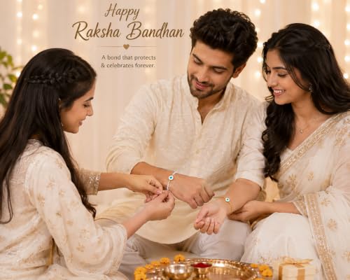 Image of M.F.H Elegant Bhai Bhabhi Rakhi Combo Set for Rakshabandhan - Traditional Lumba Rakhi for Bhaiya Bhabhi,Gift Combo Set for Brother and Sister-in-Law