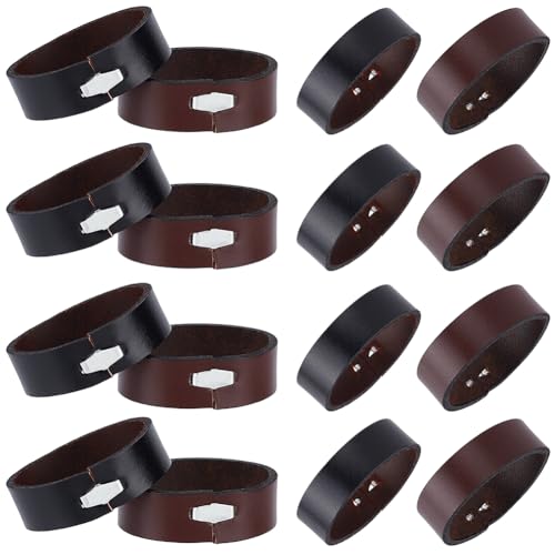 CRASPIRE 24Pcs 2 Colors Belt Leather Loop Keepers 1.2inch Loops Leather Keeper Ring End Strap Cowhide Retainer Tool Belt Replacement Fit for DIY Craft Bag Belt Accessories Black Brown