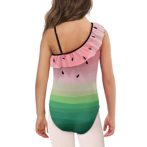 UNICEU One Piece Swimsuit for Girls Ruffle Cute One-Shoulder Swimwear Thin Straps Quick Drying Bathing Suit for Beach3