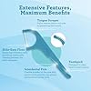 GuruNanda Quad Clean Floss Picks 4-in-1 with Tongue Scraper, Interdental Pik & Toothpick, Non-Shred Dyneema Thread, with Xylitol & Baking Soda, 50ct