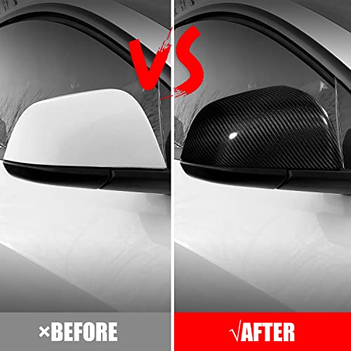 Tslaucay Tesla Model Y Mirror Cap 2 Pcs Model Y Carbon Fiber Side Mirror Cover Tesla Mirror Cover For Model Y -2017-2023 Rearview Mirror Cover For Model Y Exterior Accessories-Glossy #TOP1