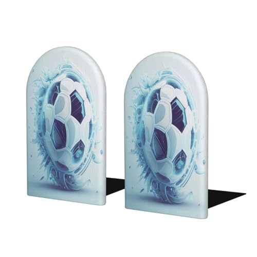 (2 PCS/1 Pairs) Wood Bookends Cute Football Decorative Wood Bookends for Shelves Kids Room Desk Home Office Book Stoppers for Holiding Books 5x3 Inch
