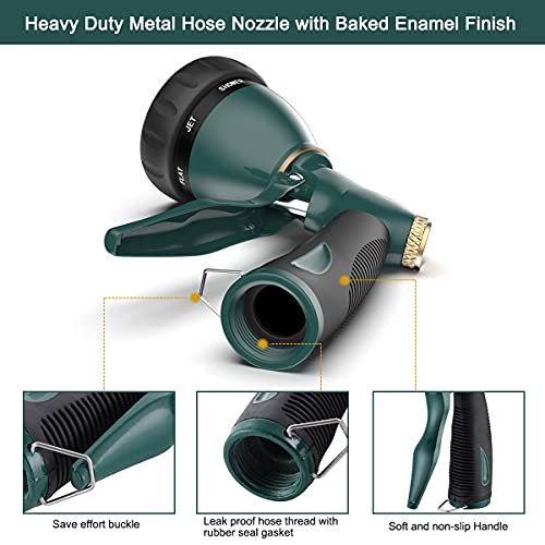 image for FANHAO Garden Hose Nozzle Sprayer Heavy Duty, 100% Metal Spray Nozzle 