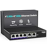 10Gbe Ethernet Switch Unmanaged with 2 x 10Gb RJ45 Ports + 4 x 2.5Gb Base-T Ports, Desktop/Wall Mount NICGIGA 6 Port 10Gbps Network Switch for Wireless AP, NAS, PC