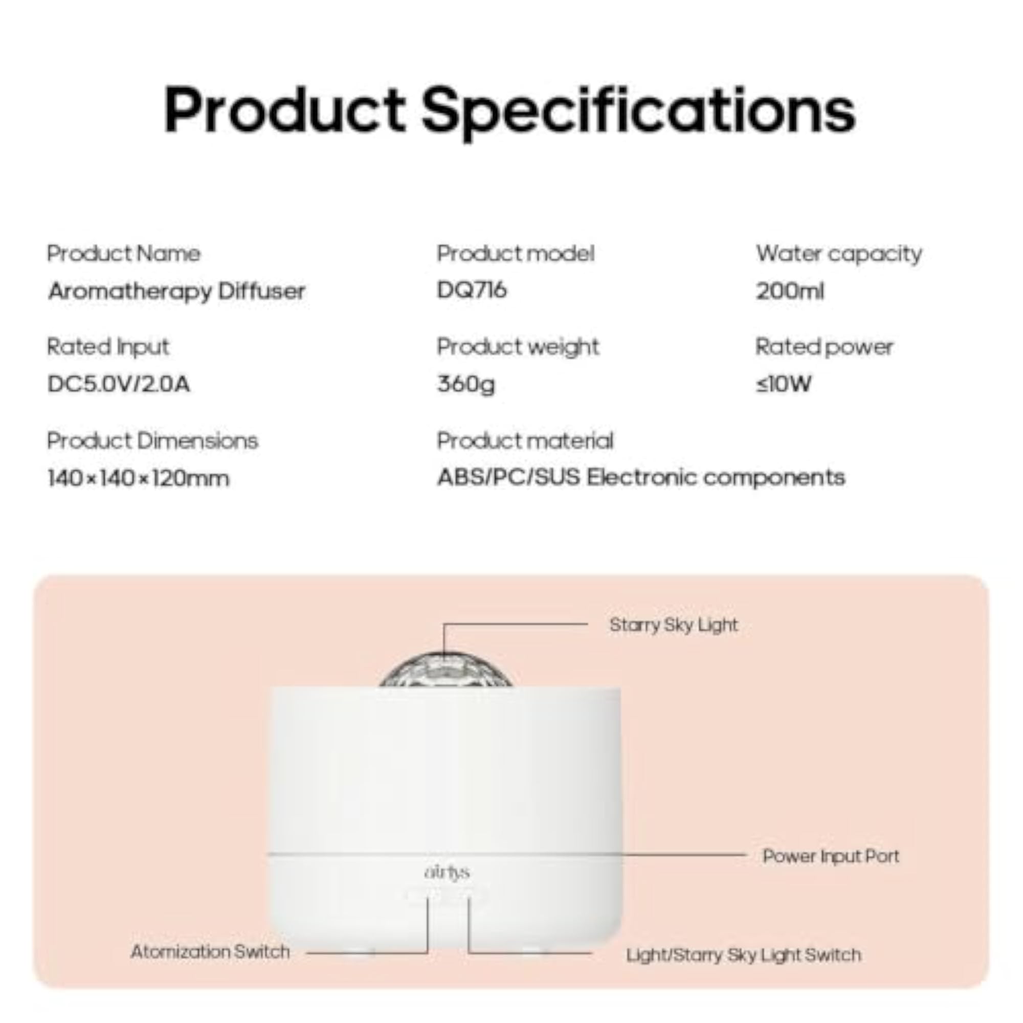 StarFlame 200ml Essential Oil Diffuser with 15ML Essential Oil