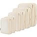 BAGAIL 4 Set/6 Set/8 Set Compression Packing Cubes Travel Accessories Expandable Packing Organizers (Square Mesh, 06-Beige)