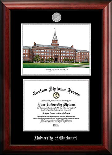 Campus Images NCAA Cincinnati Bearcats Unisex Silver Medallion Frame University of Cincinnati 11w x 8.5h Silver Embossed Diploma Frame Lithograph, Brown, One Size