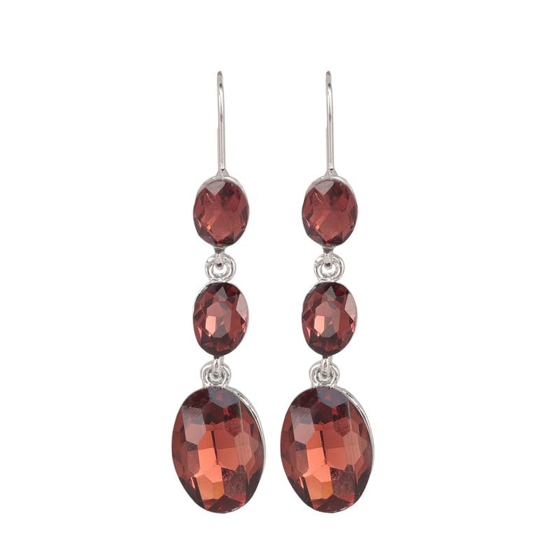 Brown Cubic Zirconia Drop Earrings for Women | Silver Color Triple Drop Earrings with Fish Hook | Anti-Tarnish Lightweight CZ Dangler Earrings | Brass Fashion Jewelry for Girls-image-34
