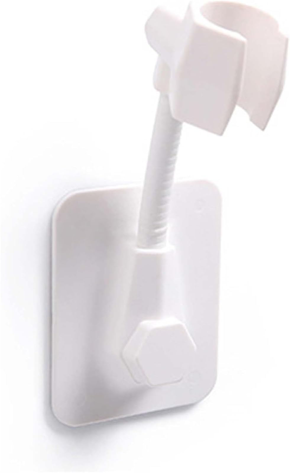 Support de douche à main orientable avec poignée robuste blanche sans vis