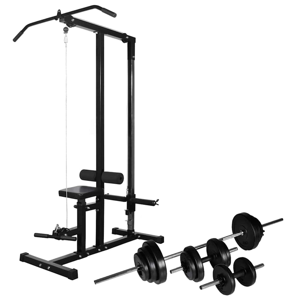 Estación de fuerza con mancuernas de 30,5 kg, dispositivo de fitness para el desarrollo muscular, entrenamiento de fuerza Homegym, con banco de pesas ajustable y rack