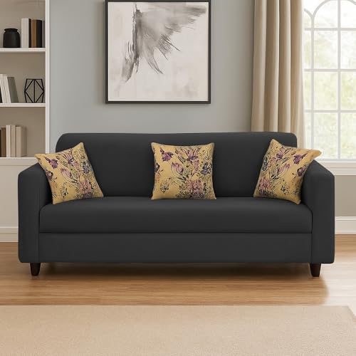 Image of Casaliving - Lifestyle 3 Seater Sofa for Living Room (Black Colour Fabric)