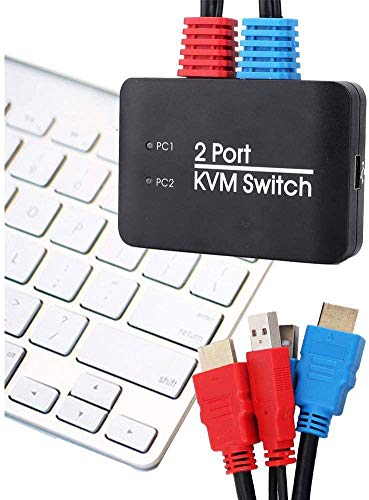 Generic Brands - Interruttore USB KVM HDMI a 2 porte, 4 K a 60 Hz, adattatore per PC monitor, tastiera e mouse, connettore USB splitter HD