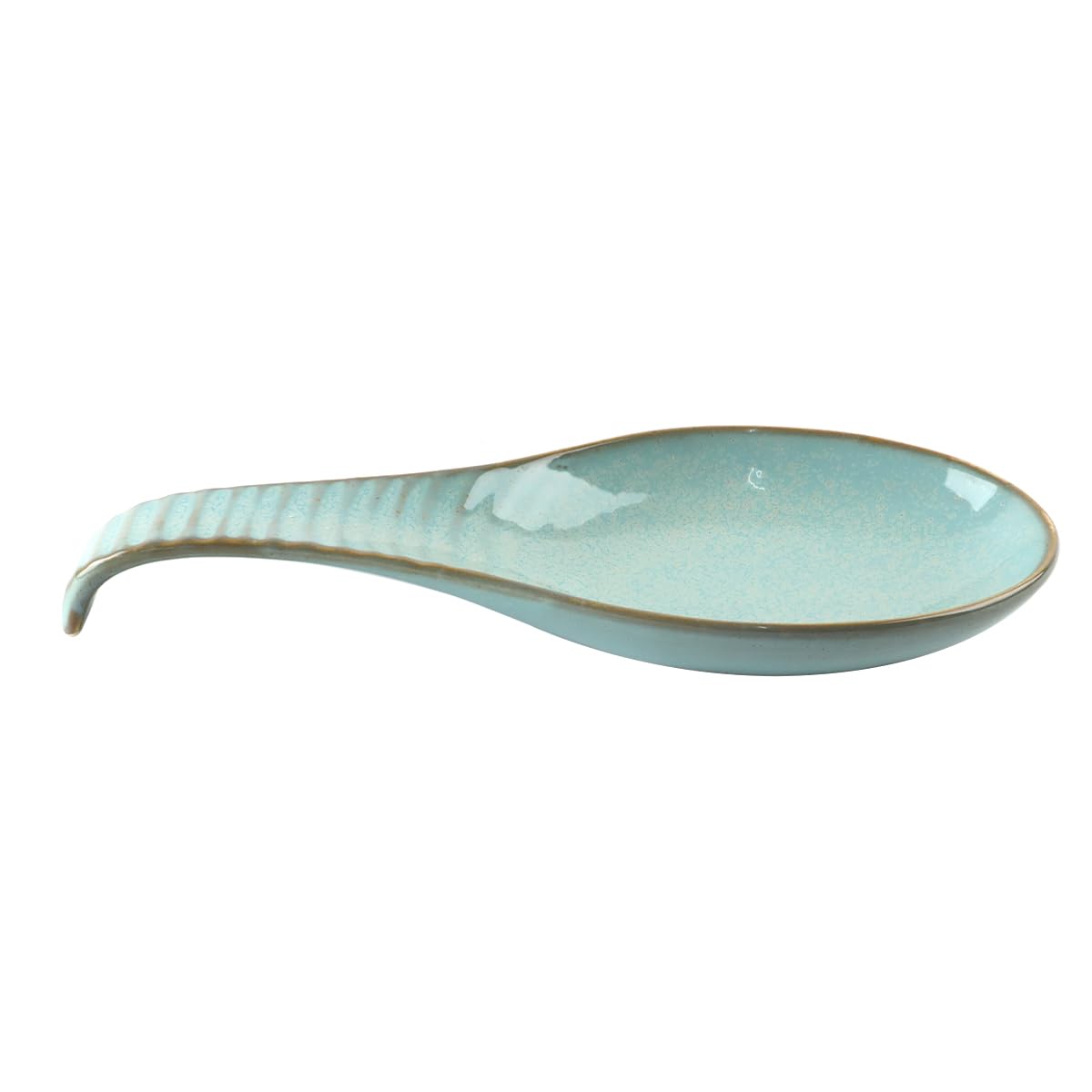 Ubric Supporto cucchiaio in ceramica smaltata per cucina, sala da pranzo e stazione caffè (verde 22,2 x 9,2 cm)