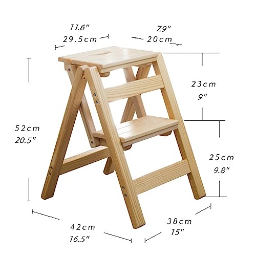 Taburete plegable de madera multicolor y escalera auxiliar para biblioteca casera 3