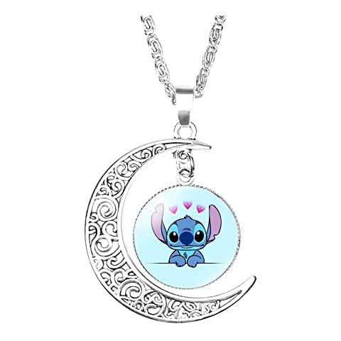 AIIGOU Charming Moon Pendant With Turtle, Crescent Cartoon Jewelry For Teen Girls And Boys, Silver Half Moon Pendant Necklace With Unique Design Cover