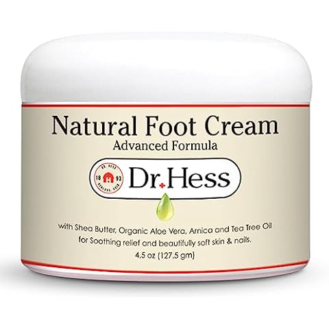 Dr. Hess All-Natural Advanced Formula Foot Cream, Shea Butter, Organic Aloe Vera & Tea Tree Oil, Care for Dry, Cracked Heels & Calloused Feet, Healing Moisturizer Repair Balm, 4.5 oz Cover