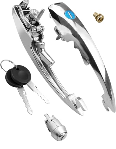Door Handle Pair Kit w/ Ignition Cylinder Fit for VW Beetle Sedan & Sunroof 1971-1977 super Beetle Convertible 1971-1977 Sedan 1971-1976 Karmann Ghia Coupe & Convertible 1971-1974 Replace 113898205MC