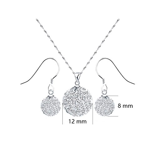 Mecool S925 Sterling Silver Snow White Crystal Drop Earrings/Necklaces/Jewelry Set